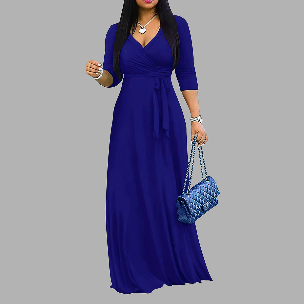 Tailliertes Strickkleid mit V-Ausschnitt – Bild 10 | LuxeStyle