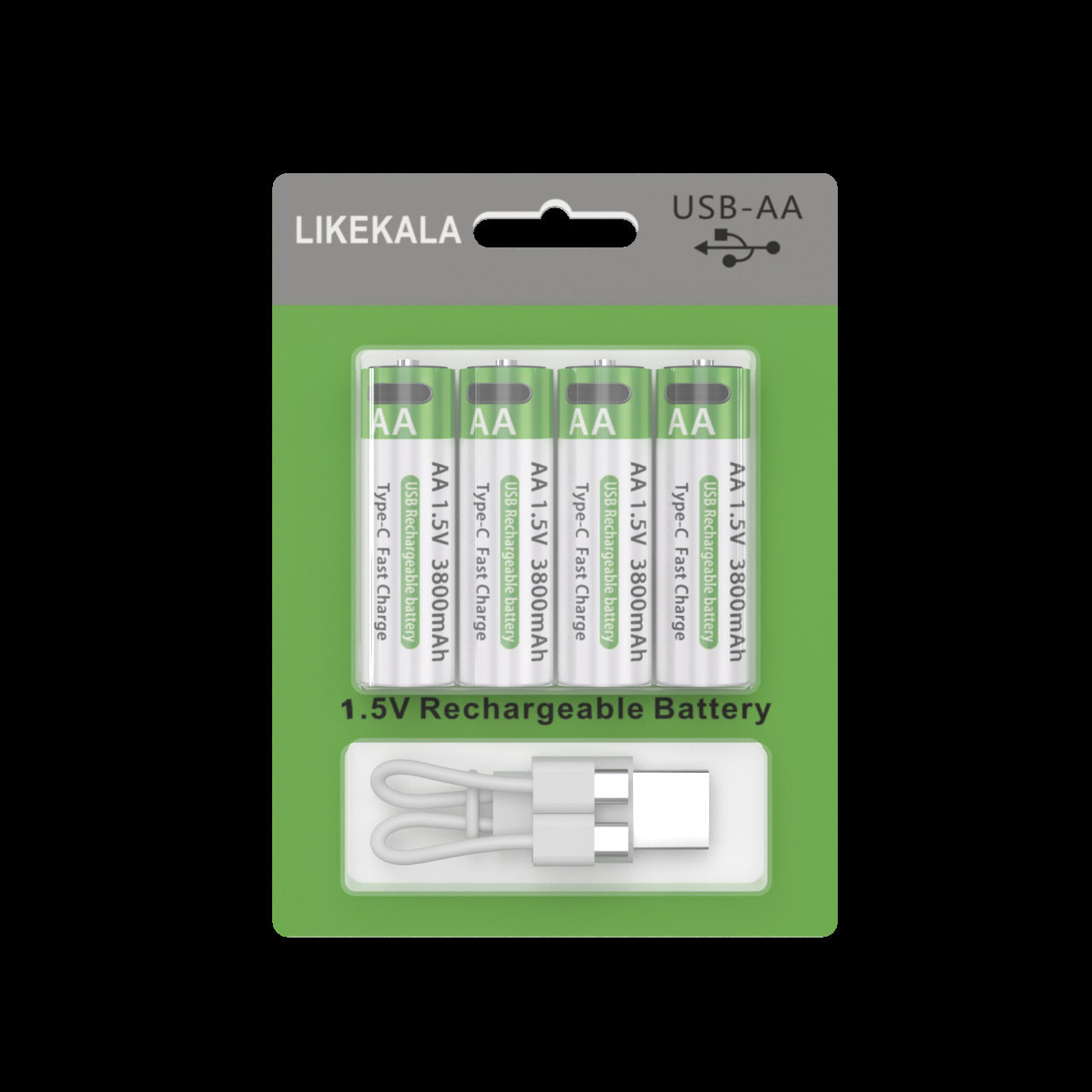 AA Lithium-Akku, 1.5V, USB-C, 3800mWh