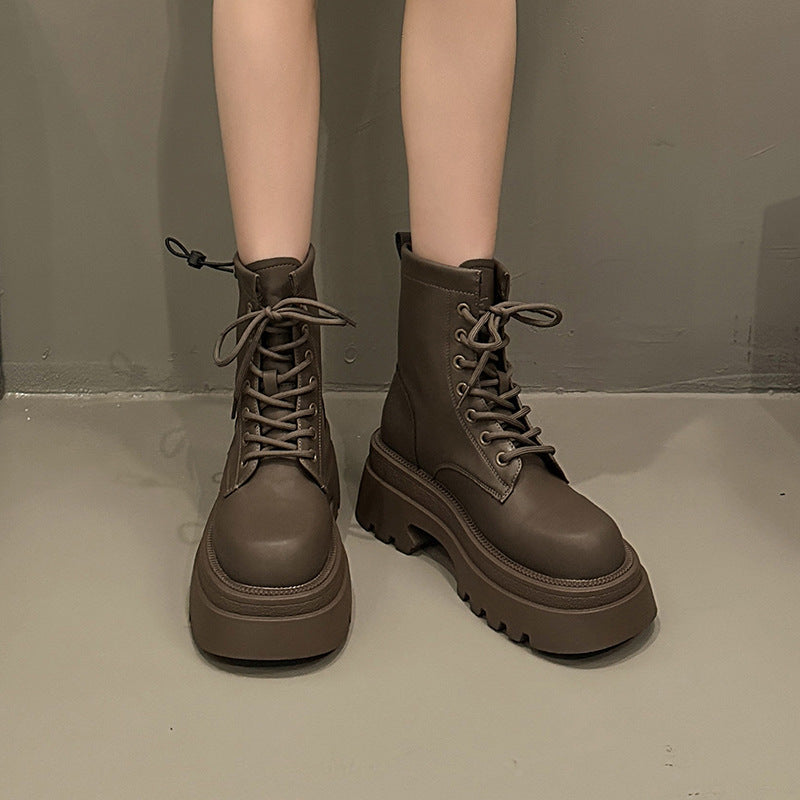 Vintage Chunky-Heel Platform Stiefeletten