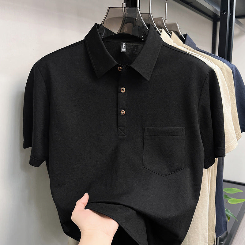 Kurzarm-Shirt Leinen mit Brusttaschen