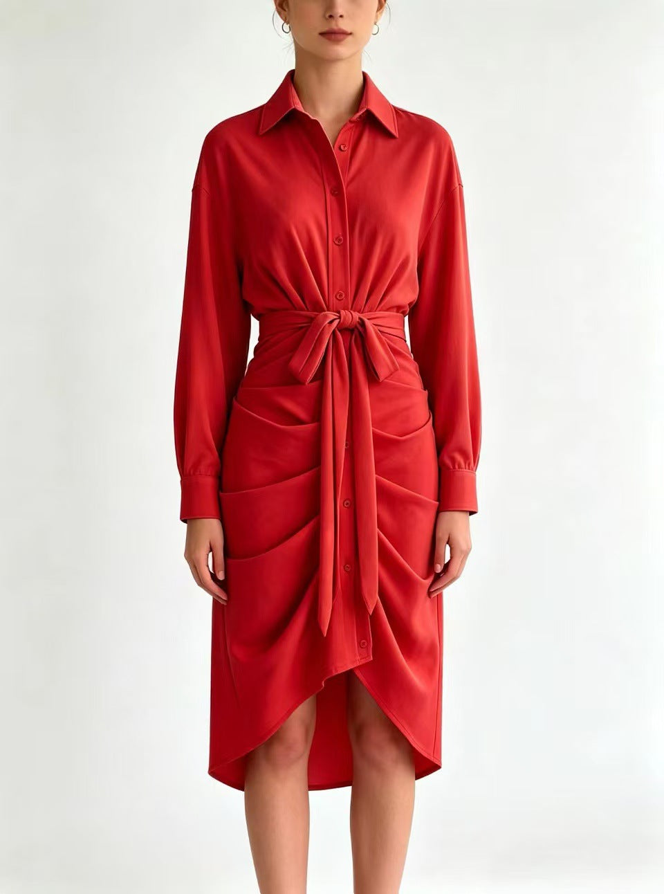 Midilänge Kleid mit Reverskragen – Bild 4 | LuxeStyle
