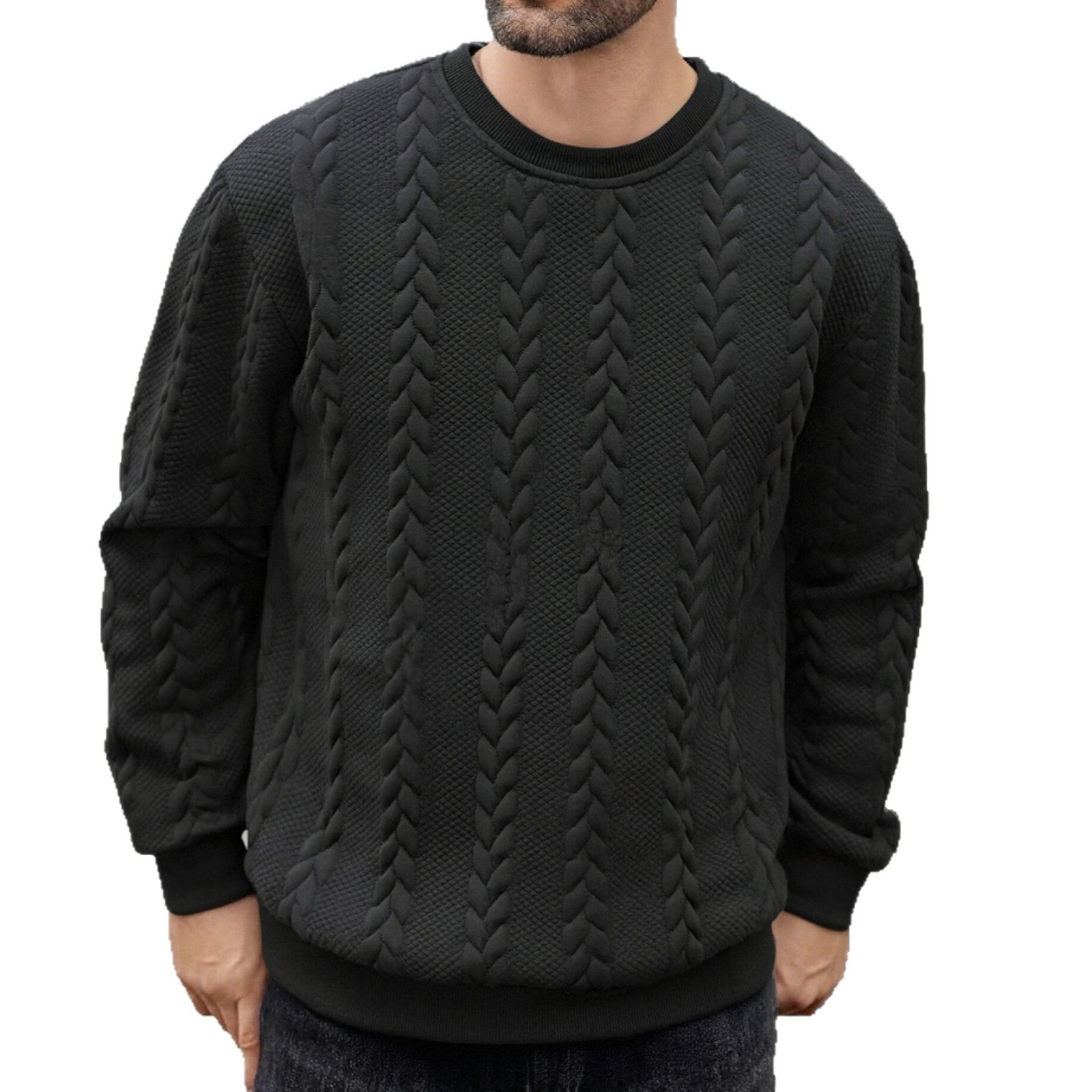 Herren Rundhals-Pullover in Unifarben