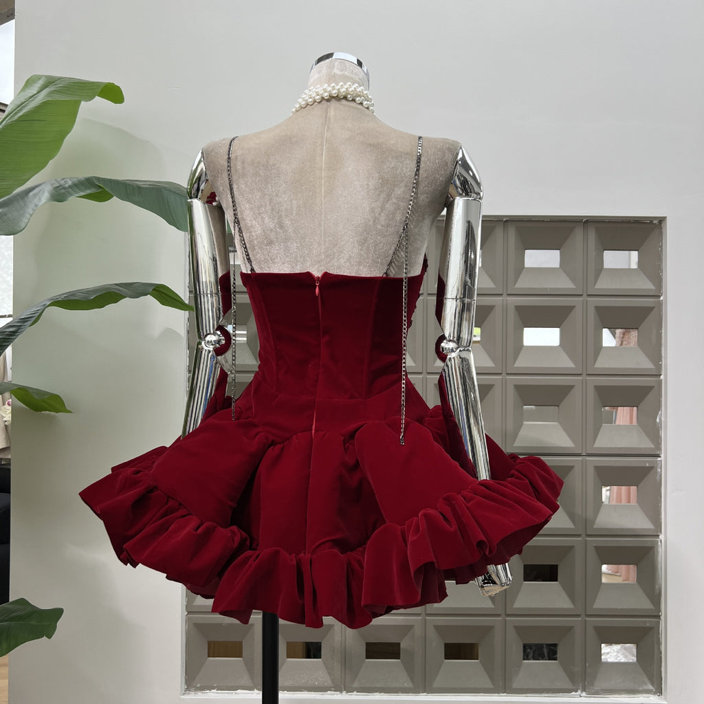 Samt-Patchwork A-Linien-Kleid – Bild 1 | LuxeStyle