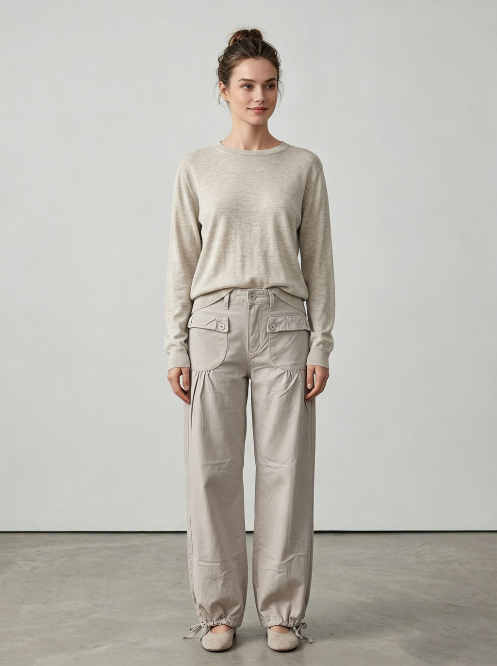 Weite Damen-Jeans mit Rüschensaum