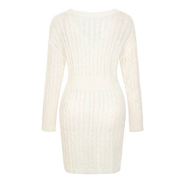 Elegantes Strickkleid mit V-Ausschnitt – Bild 7 | LuxeStyle