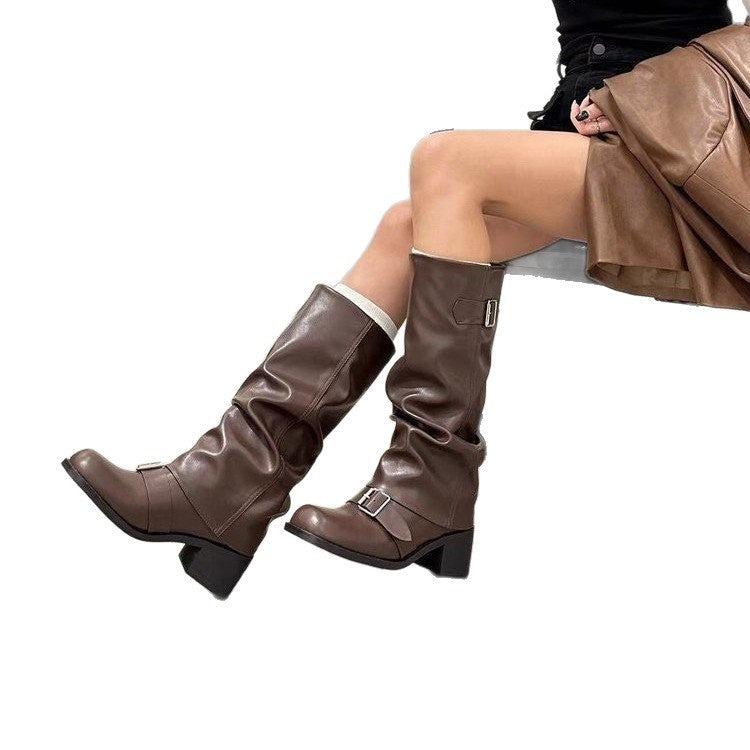 Chunky Boots mit mittelhohem Absatz