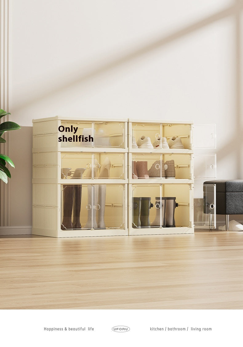 Faltbarer Schuhschrank mit 3-9 Lagen, transparent, 6-18 Paar Schuhe