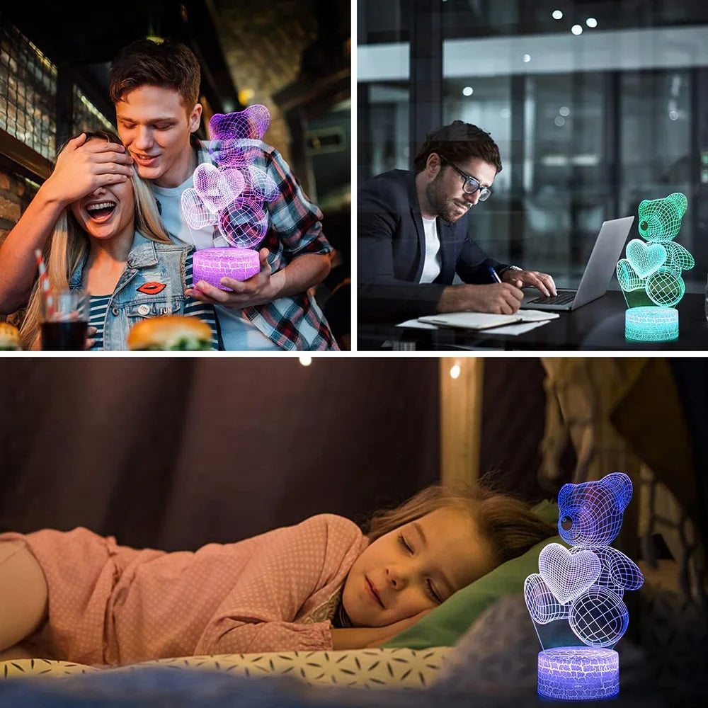 3D-Teddy-Nachtlampe mit Farbwechsel