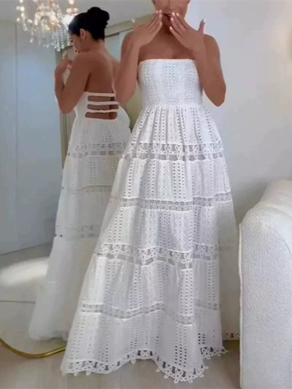 Resort-Style Bandeau Maxi-Kleid
