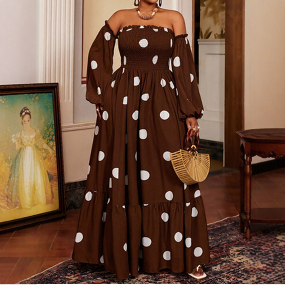 Trägerloses Polka-Dot Midi-Kleid – Bild 1 | LuxeStyle