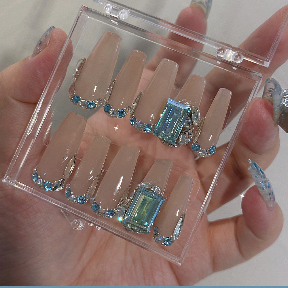 Handgemachte Nägel «Sea Blue Moonlight Sugar» | LuxeStyle