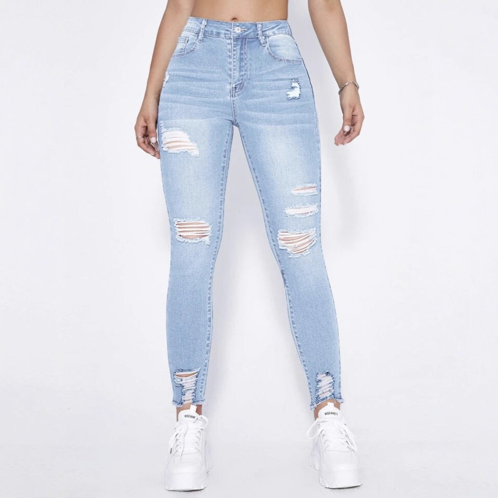 Gerissene Slim-Fit Dehnbare Damenjeans