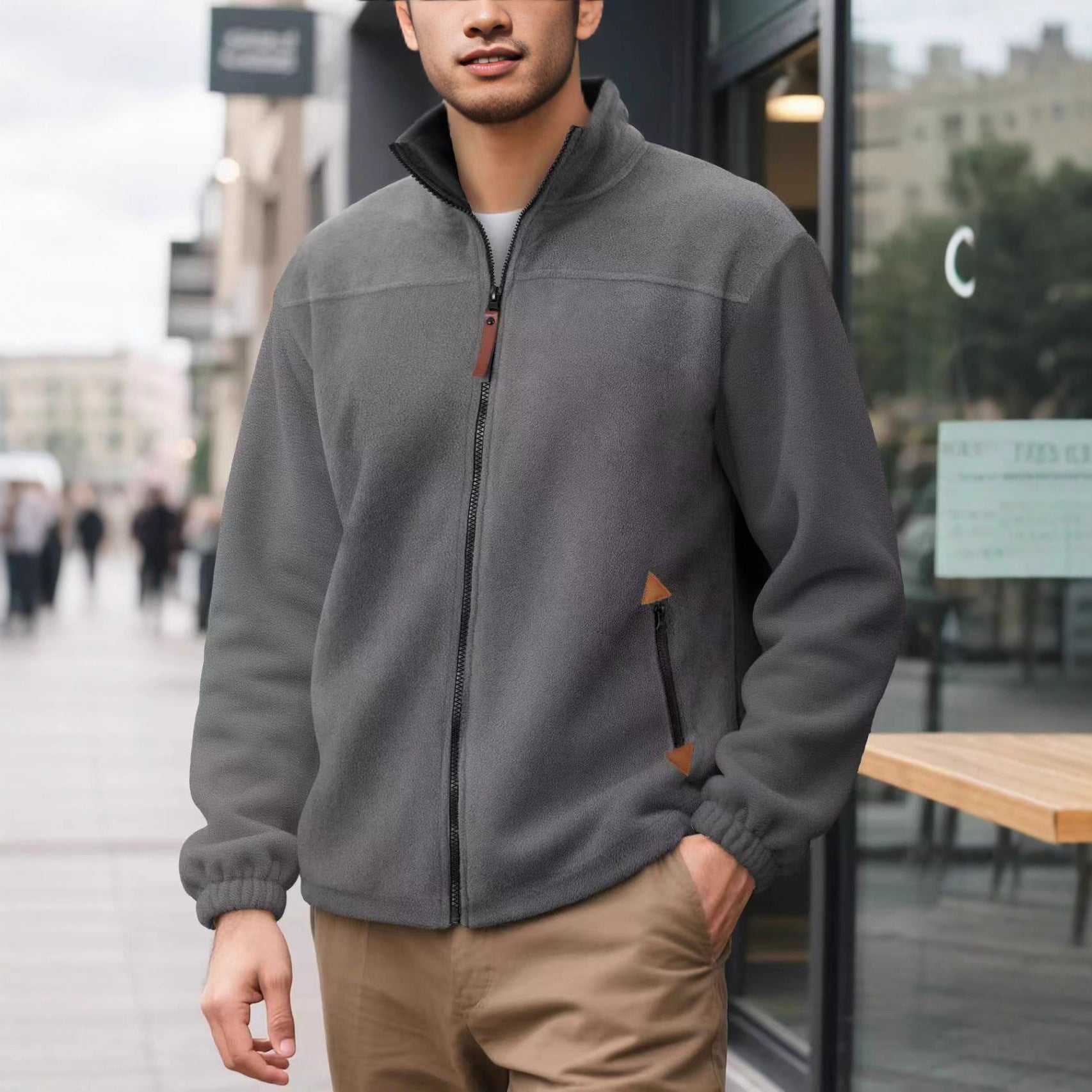 Herren Fleece-Thermo-Hoodie mit Reissverschluss