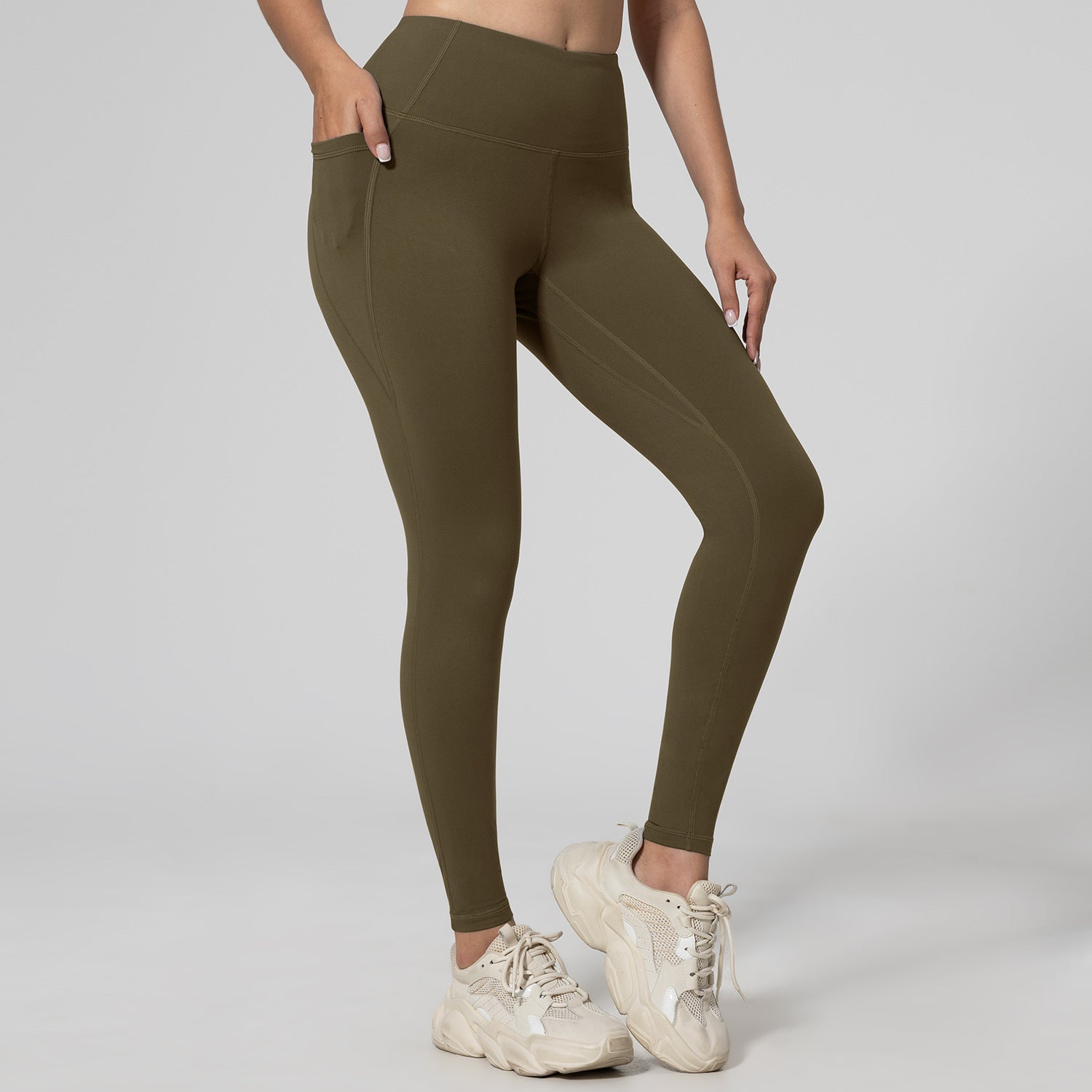 High-Waist Fitness Leggings mit Taschen