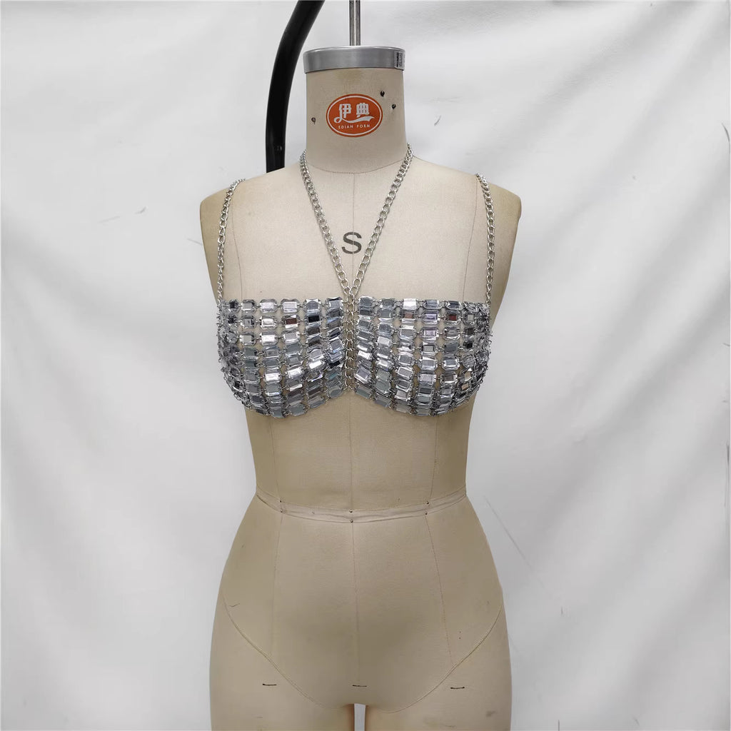 Punk Geometric Gemstone Suspender Top