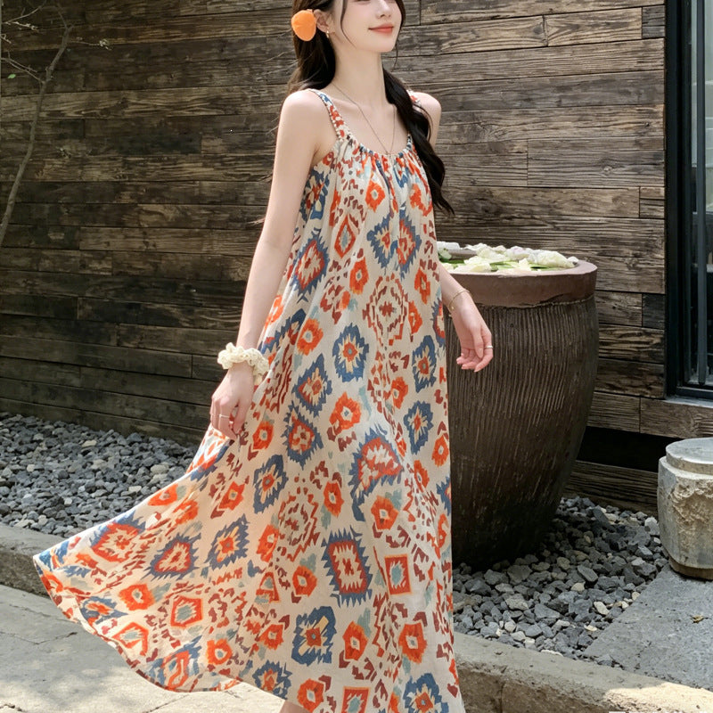 Boho-Kleid mit Ethno-Print und A-Linie