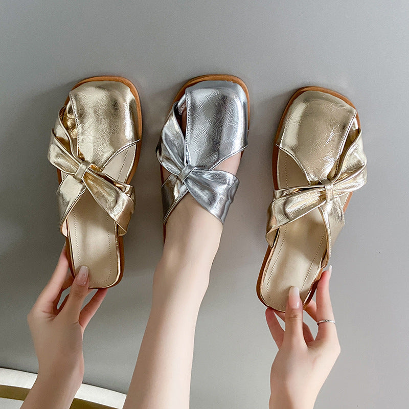 Bequeme flache Sandalen mit eckiger Zehenkappe – Bild 2 | LuxeStyle