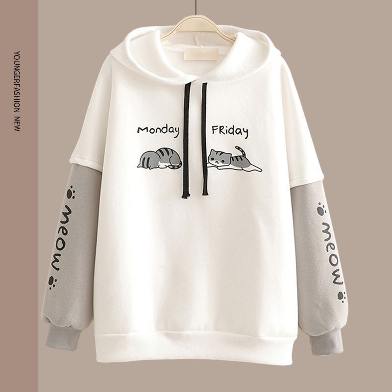 Hoodie-Set mit geradem Bein im Preppy-Stil