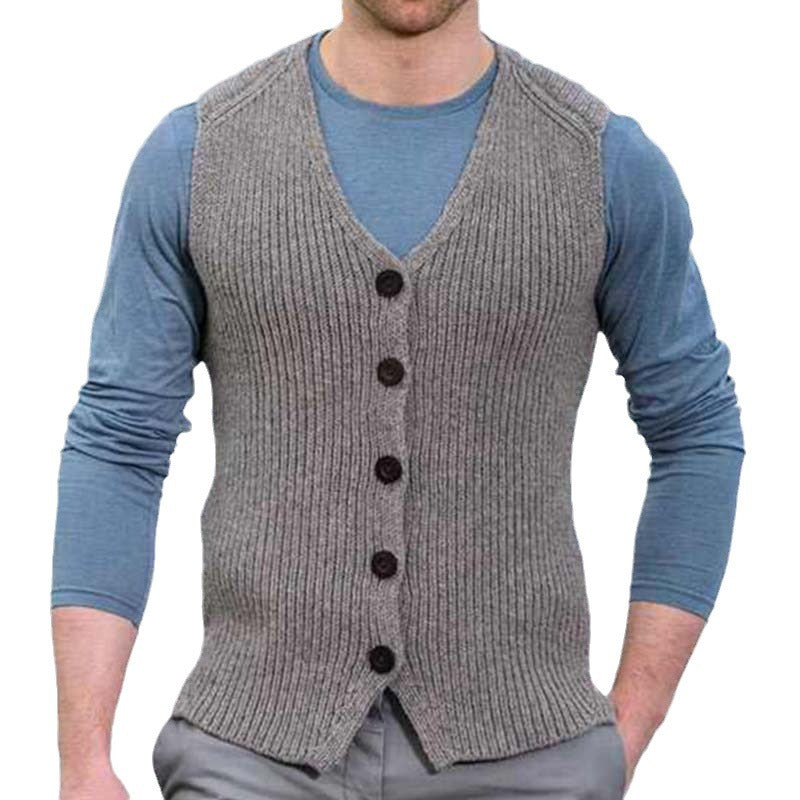 Herren V-Neck Strick-Gilet für Herbst und Winter