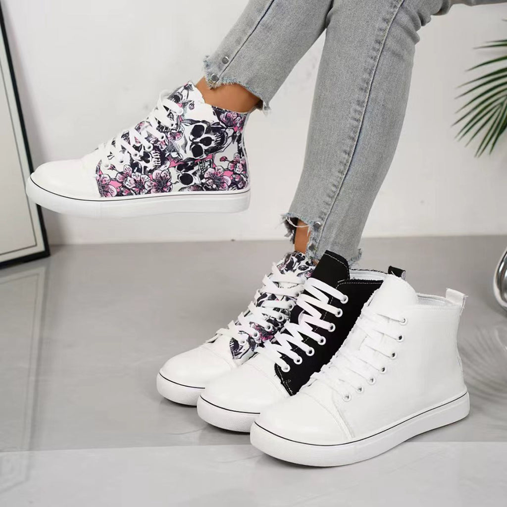High-Top Stoffschuhe mit Blumenmuster