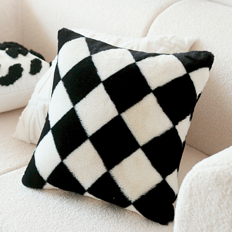 Retro Hasefell Schachbrett Sofakissen – Bild 3 | LuxeStyle