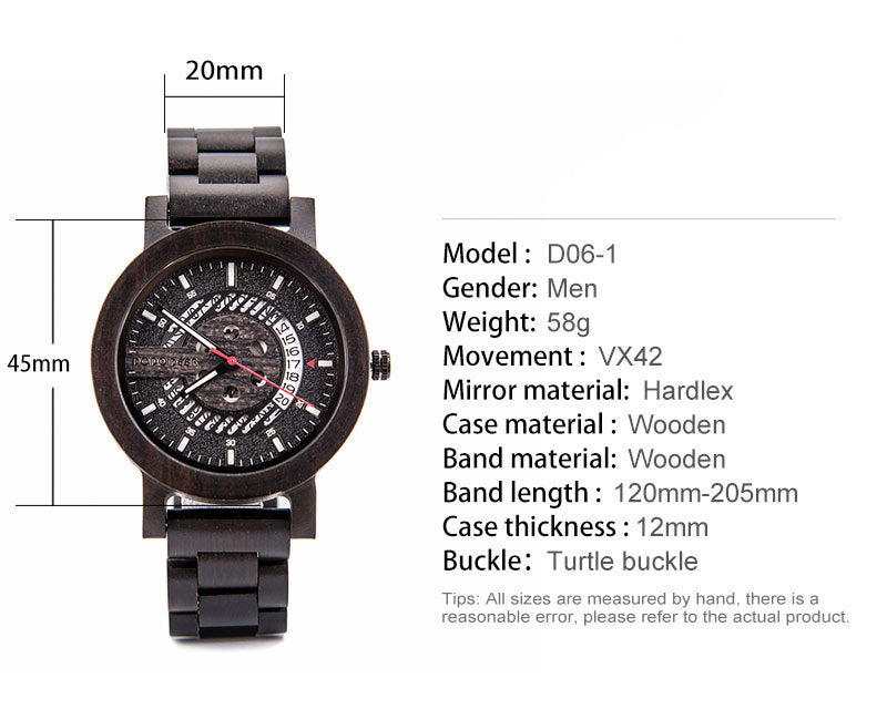 Männliche Quarz-Uhr mit Holzarmband – Bild 4 | LuxeStyle