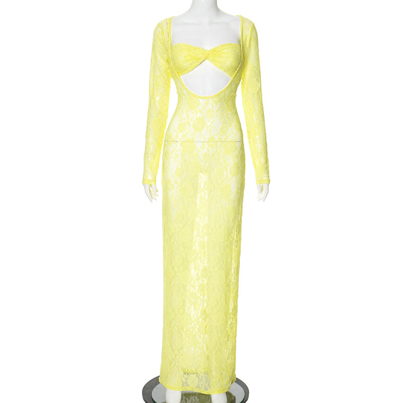 Sommer-Einfarbiges Hohlkleid