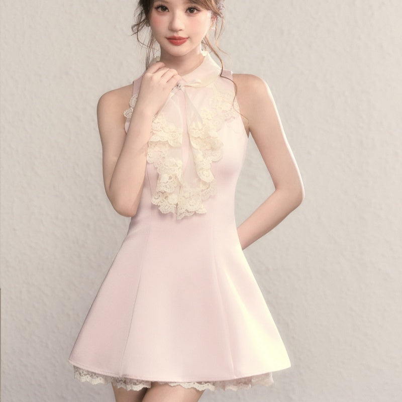 Rosa A-Linien-Partykleid mit hohem Taillenbundundund – Bild 2 | LuxeStyle