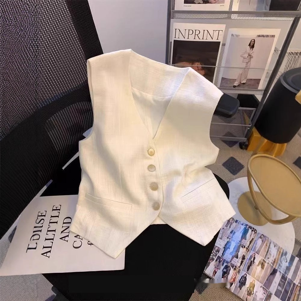Ärmelloses Cropped-Top im French-Stil