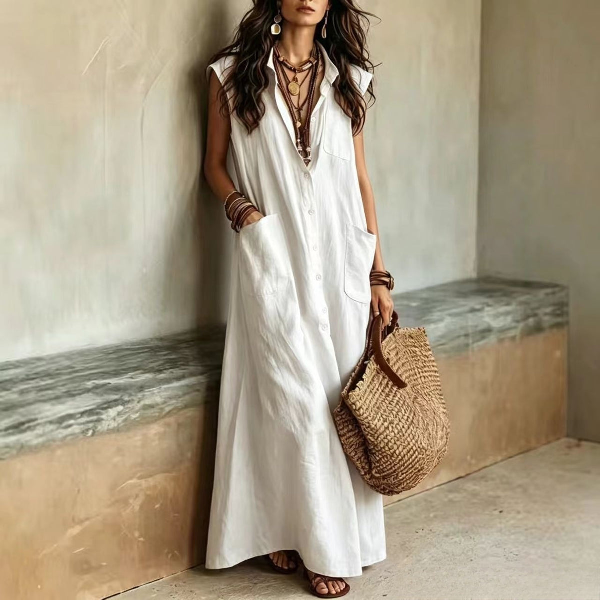 Off-Shoulder Hemdblusenkleid für Damen | LuxeStyle