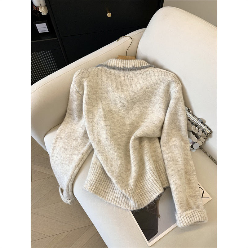 Farbblock-Strickcardigan