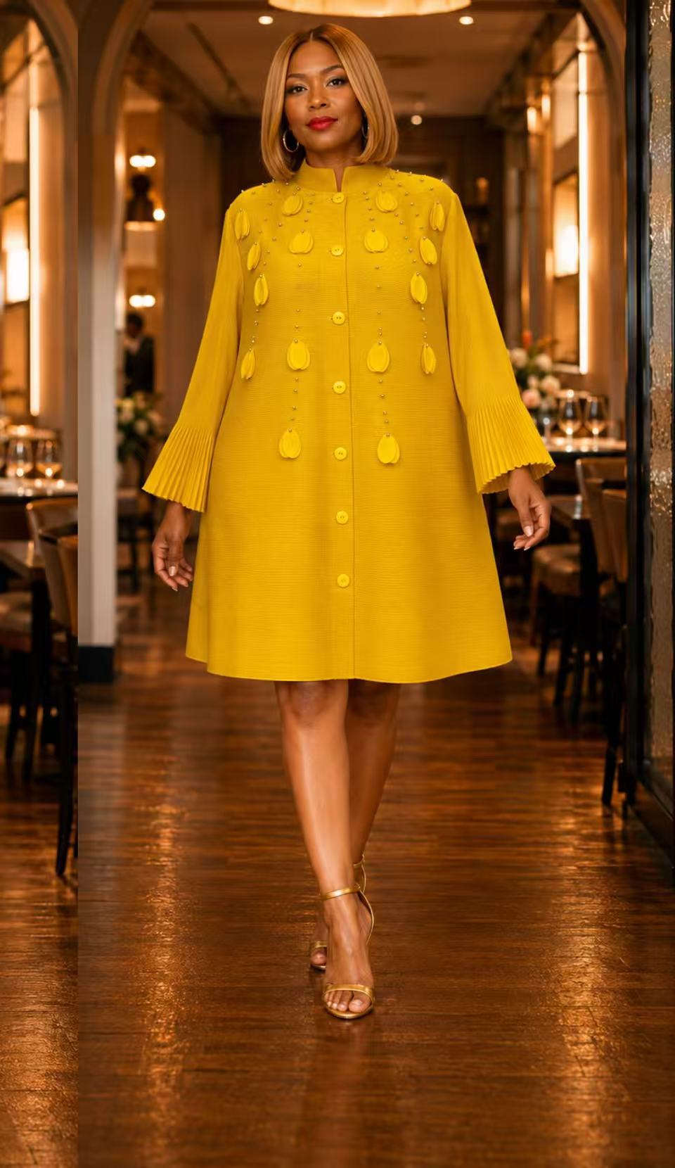 Elegantes Freizeitkleid mit Plissees
