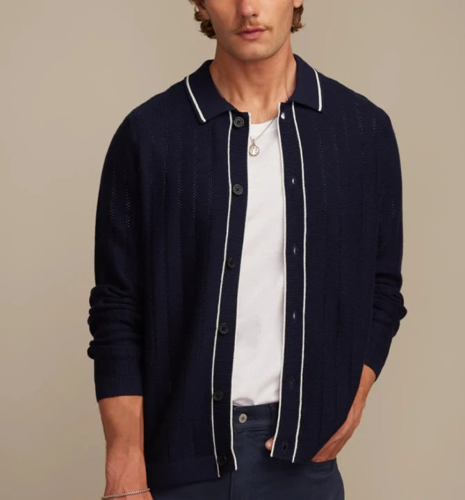 Herren Strickpullover Langarm Polo-Stil – Ansicht 4