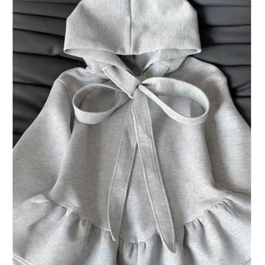 Damen-Hoodie im koreanischen Stil mit Schleifen-Bänden