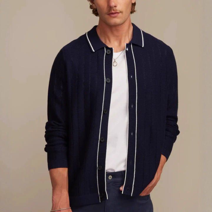 Herren Strickpullover Langarm Polo-Stil – Ansicht 3