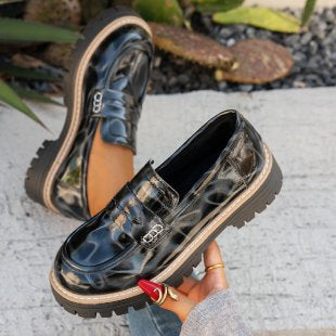 Vintage Loafer mit Leoparden-Print und Schnalle
