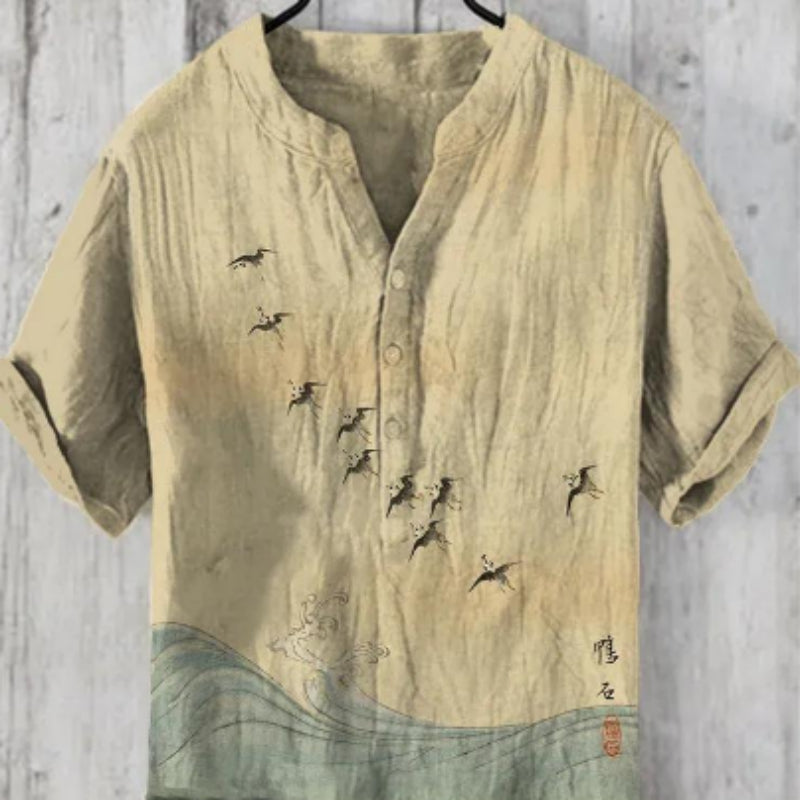Kurzarm-Shirt aus Leinenmischung | LuxeStyle