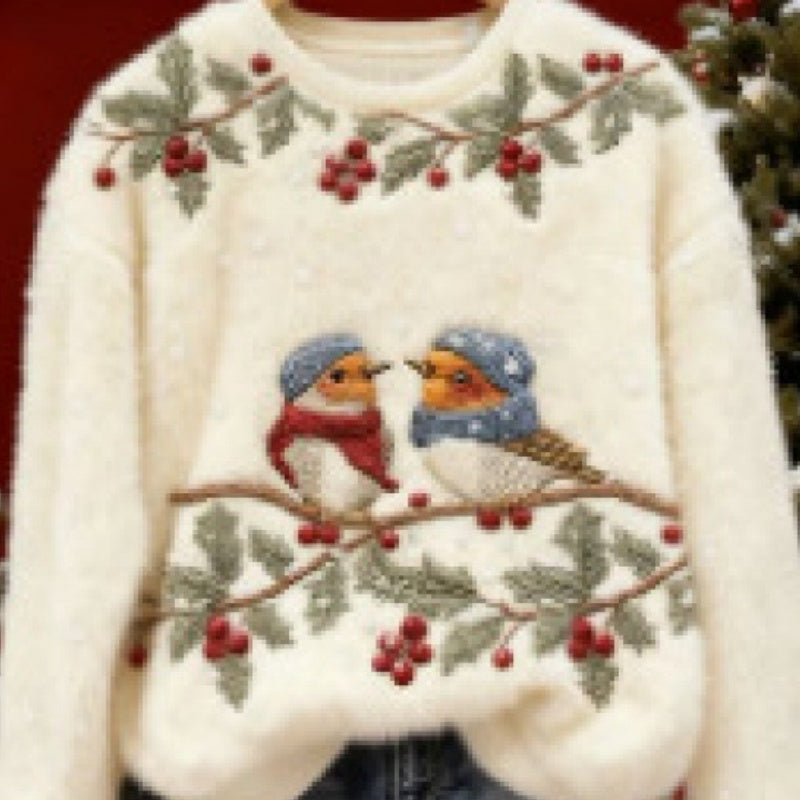 Retro 3D Digital-Print Crew-Neck Sweatshirt