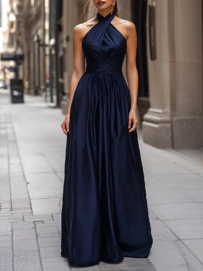 Elegantes Satin Neckholder-Kleid – Bild 10 | LuxeStyle