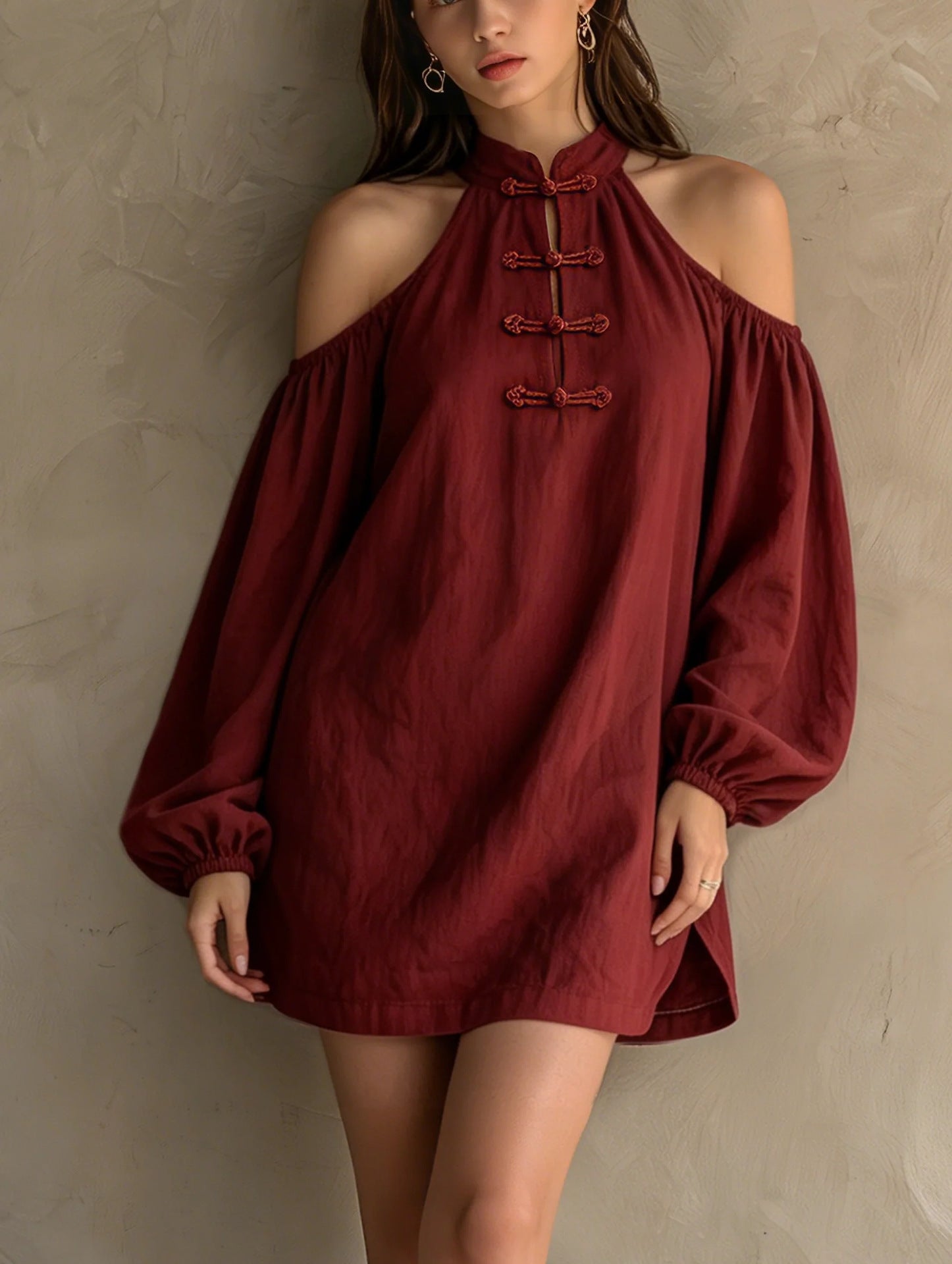 Off-Shoulder A-Linien Minikleid