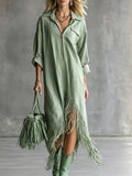 Retro-Fransenkleid mit langen Ärmeln