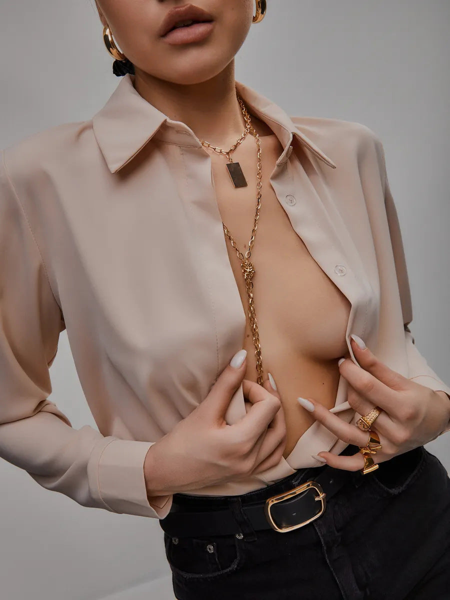 Eleganter Langarm-Shirt aus Polyester – Bild 18 | LuxeStyle