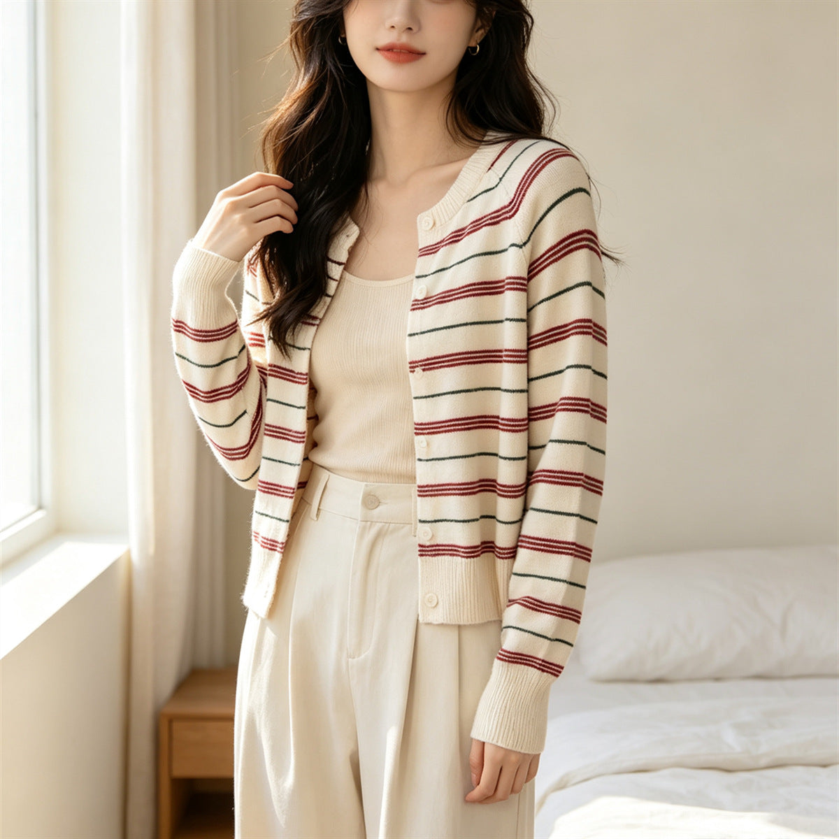 Eleganter Strickpullover mit Farbstreifen
