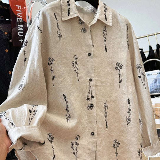 Elegantes Langarm-Top mit Pflanzenmuster – Bild 4 | LuxeStyle