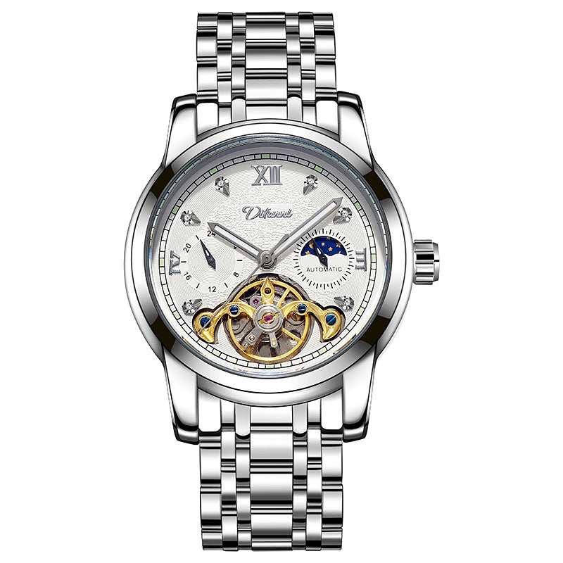 Luminous Sonne Mond Stern Herren-Mechanische Uhr
