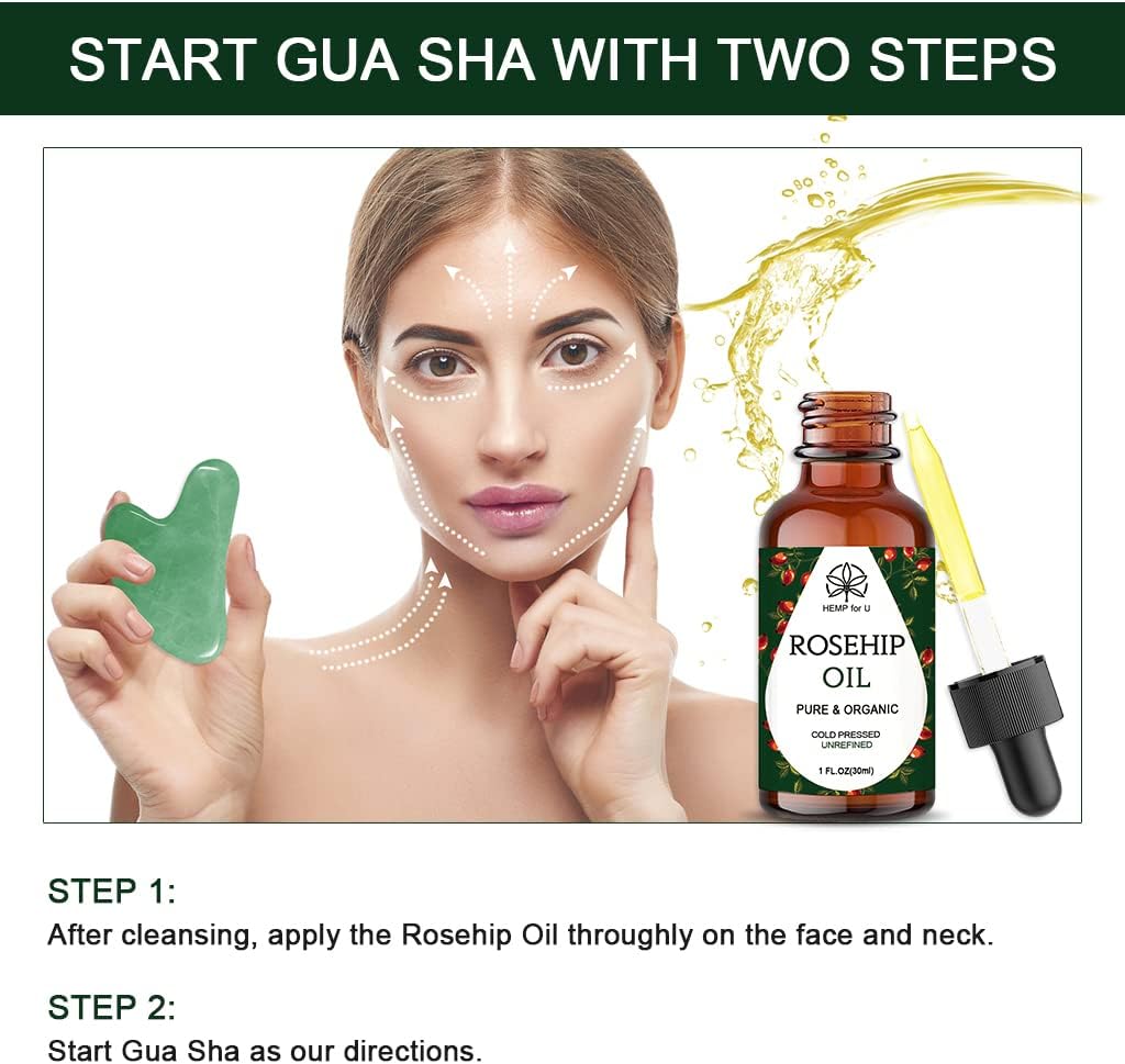 Gua-Sha-Set «Jade» · Massage-Tool & Rosehip-Öl