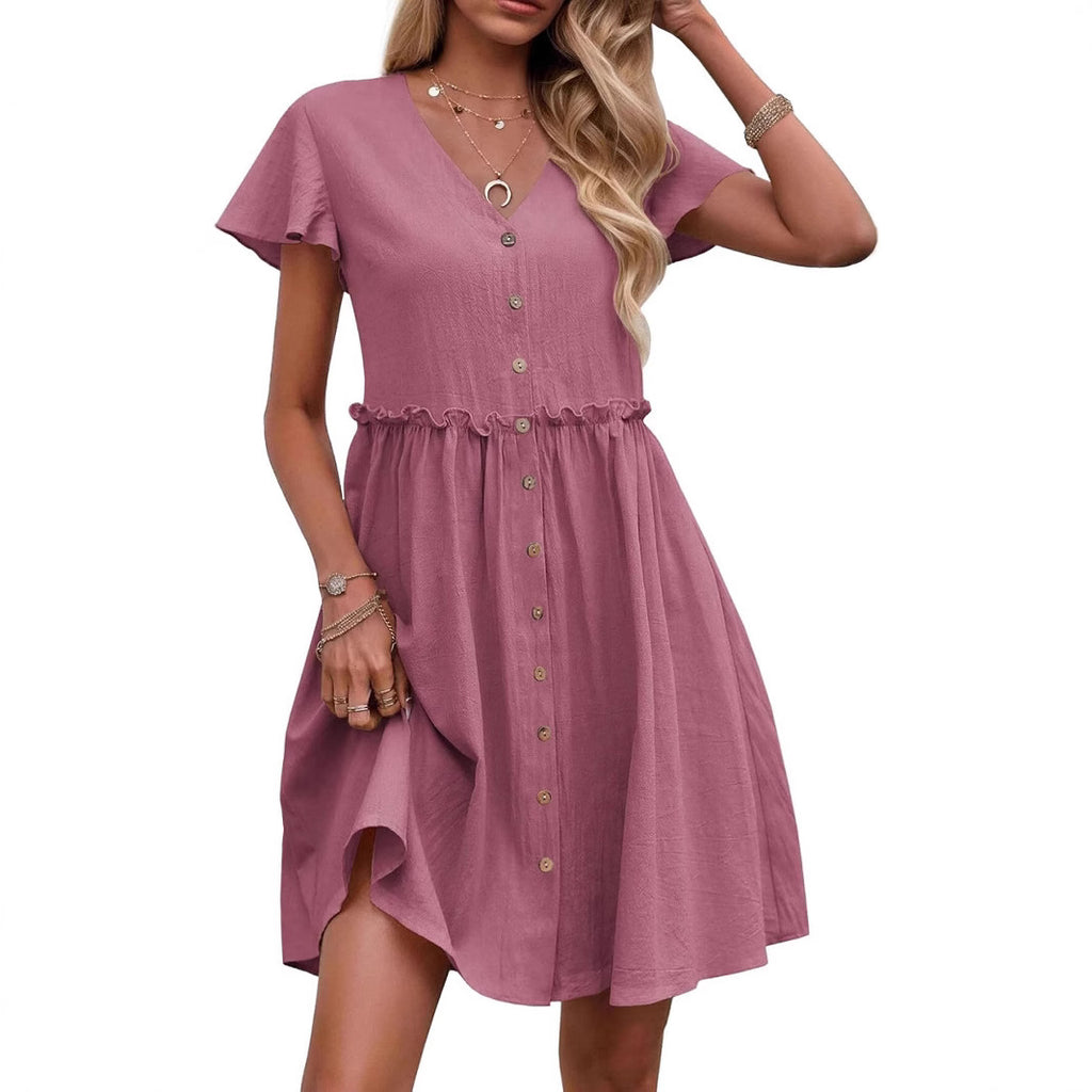 Boho V-Ausschnitt Rüschenkleid – Bild 15 | LuxeStyle