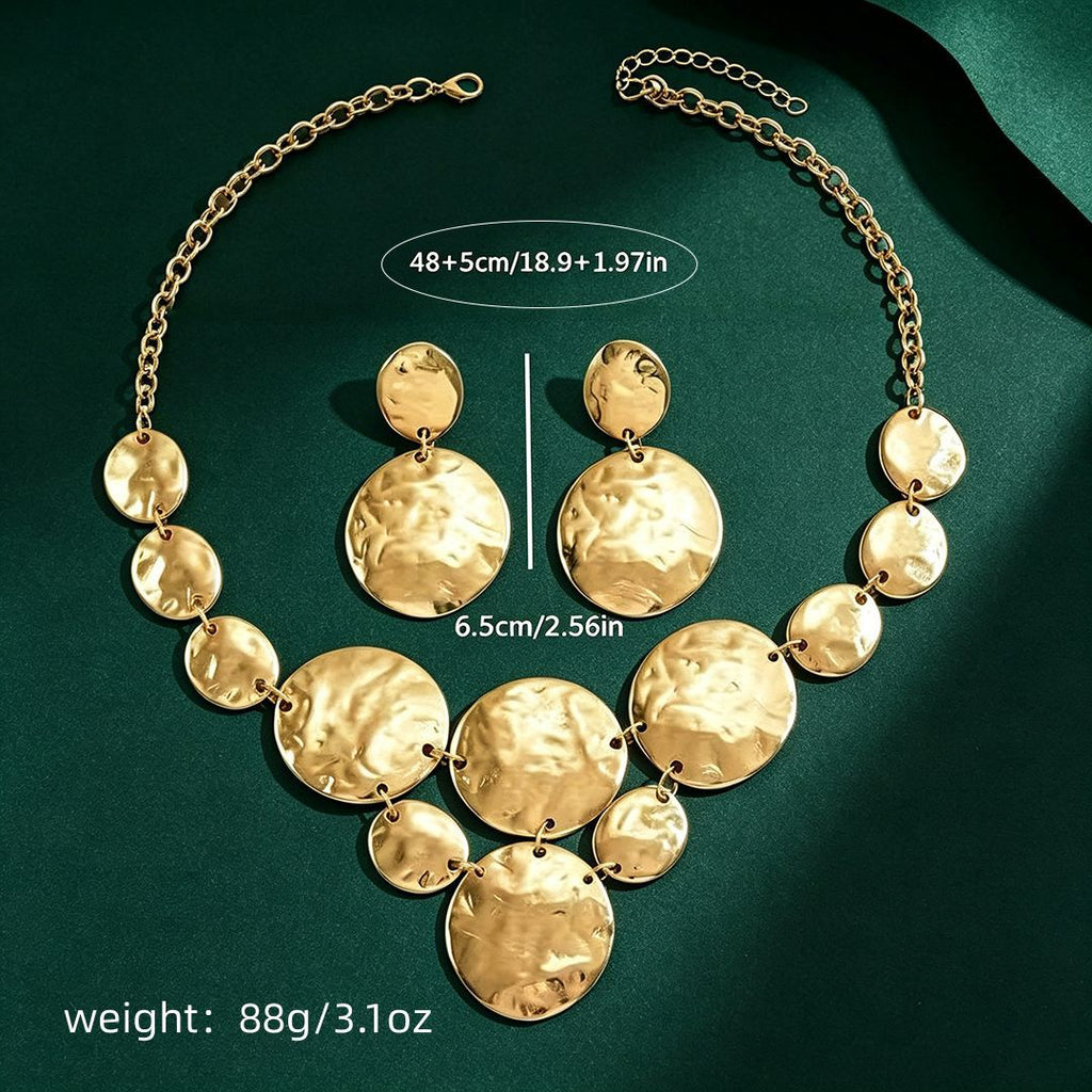 Mehrlagiges Disc-Set: Halskette & Ohrringe | LuxeStyle