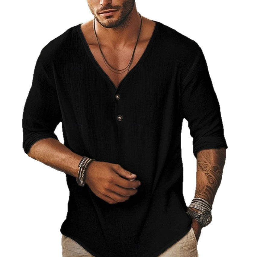 V-Ausschnitt Langarmshirt für Herren – Ansicht 5