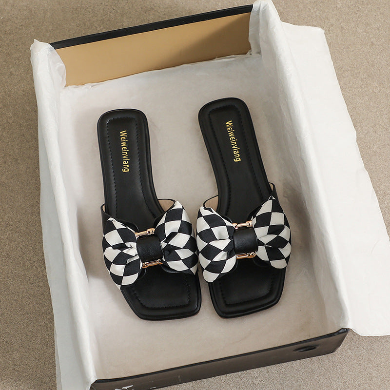 Sandalen mit Schleife – grün, schwarz, aprikose – Bild 3 | LuxeStyle